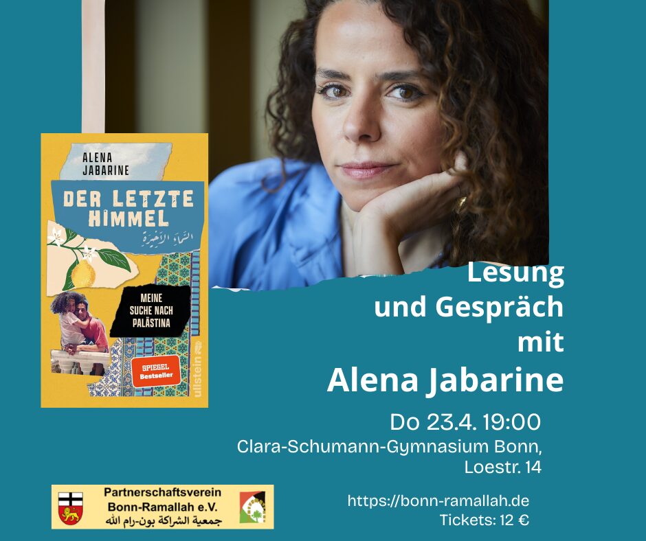 23.04. – Lesung und Gespräch mit Alena Jabarine: „Der letzte Himmel“